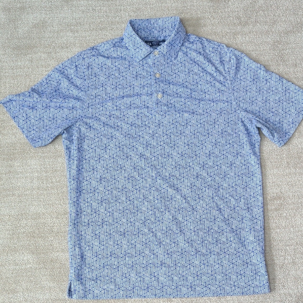 Men's Blue Patterned Polo Shirt